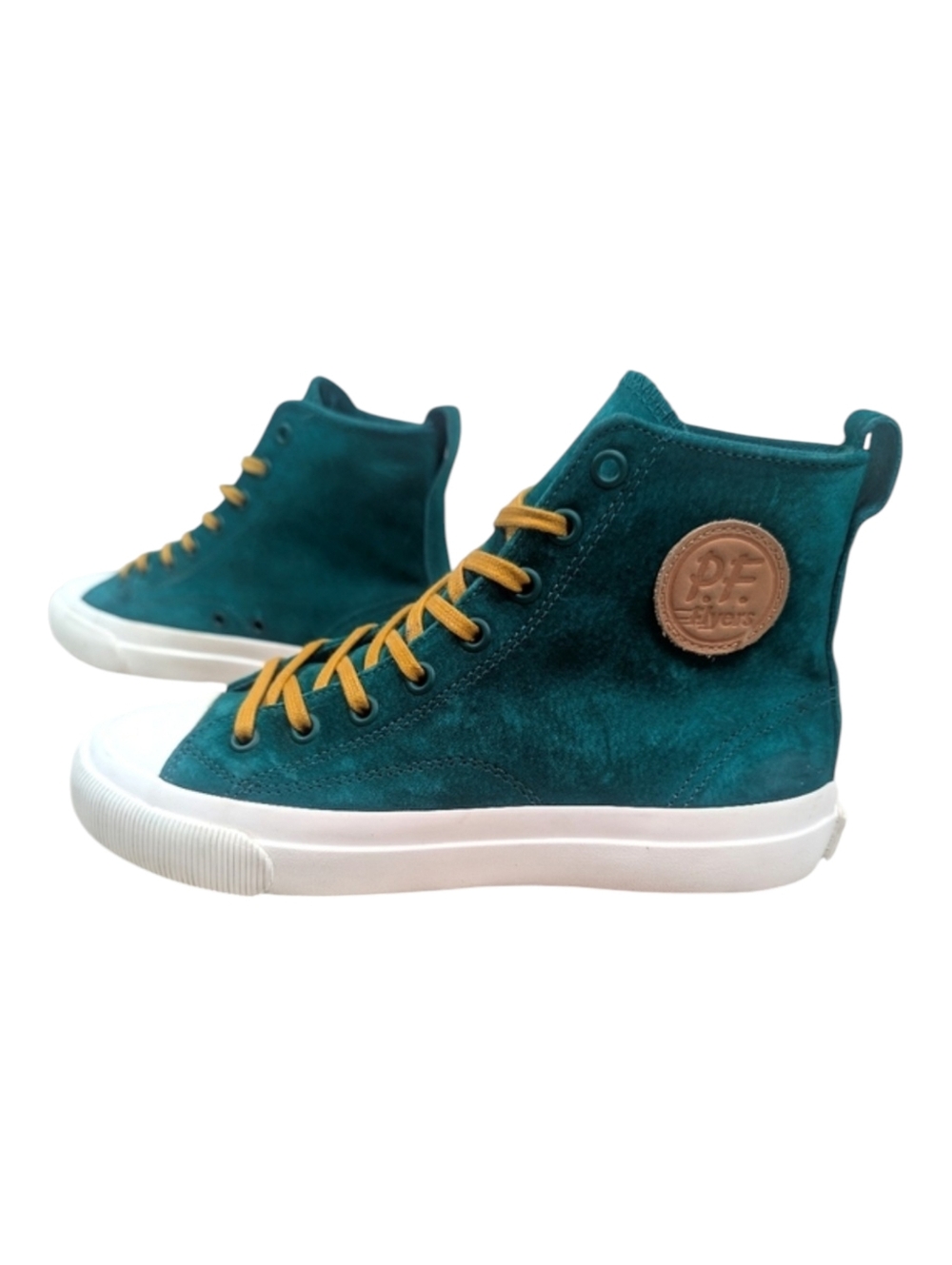 PF Flyers Posture Foundation Green Yellow White High Tops Women's 6.5